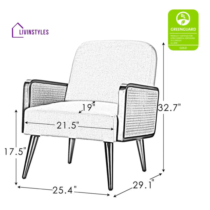 Vritti Solid Wood and Fabric Arm Chair | Living Room Chair | Lounge Chair