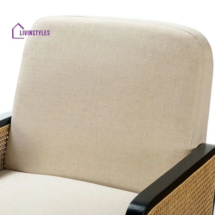 Vritti Solid Wood and Fabric Arm Chair | Living Room Chair | Lounge Chair