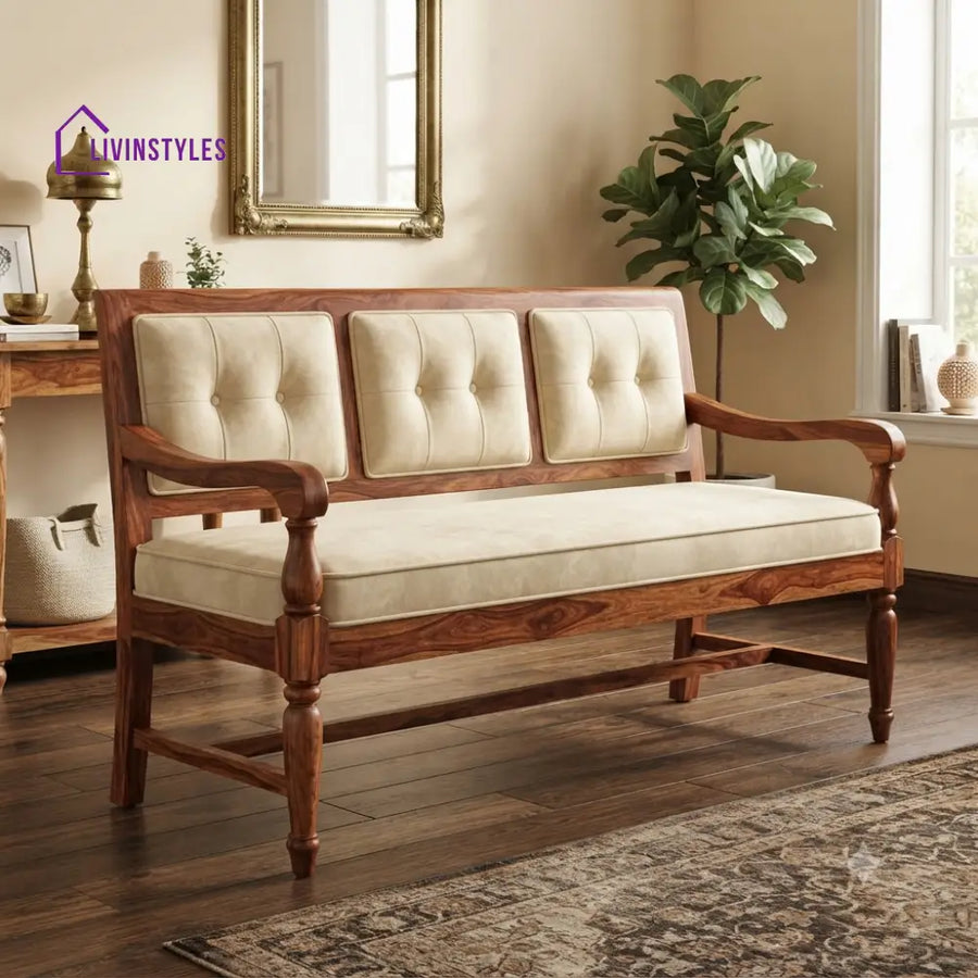 Vrriti Wooden Bench for Living Room | Bedroom | Extra Seating