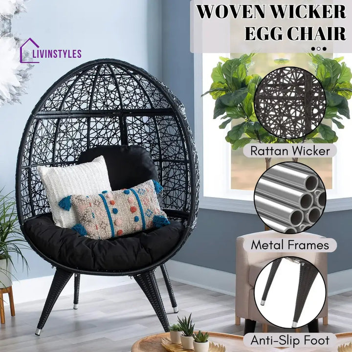 Wafaa Outdoor All-Weather Wicker Egg Chair - Egg Chair