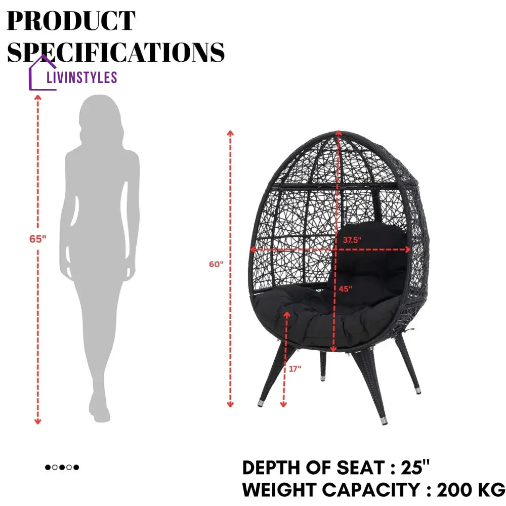 Wafaa Outdoor All-Weather Wicker Egg Chair - Egg Chair