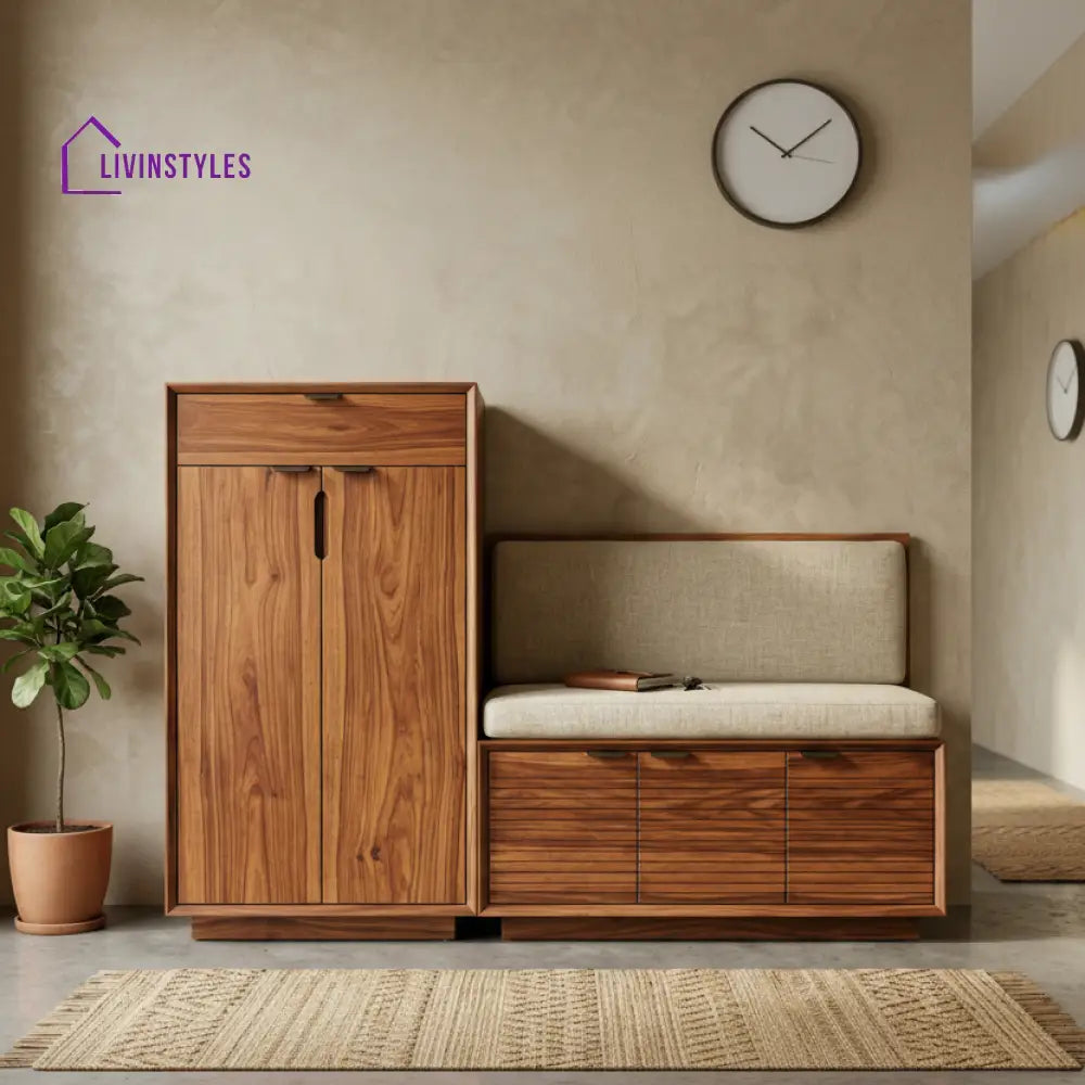 Waiata Solid Wood Sheesham Shoe Rack (Honey Finish)