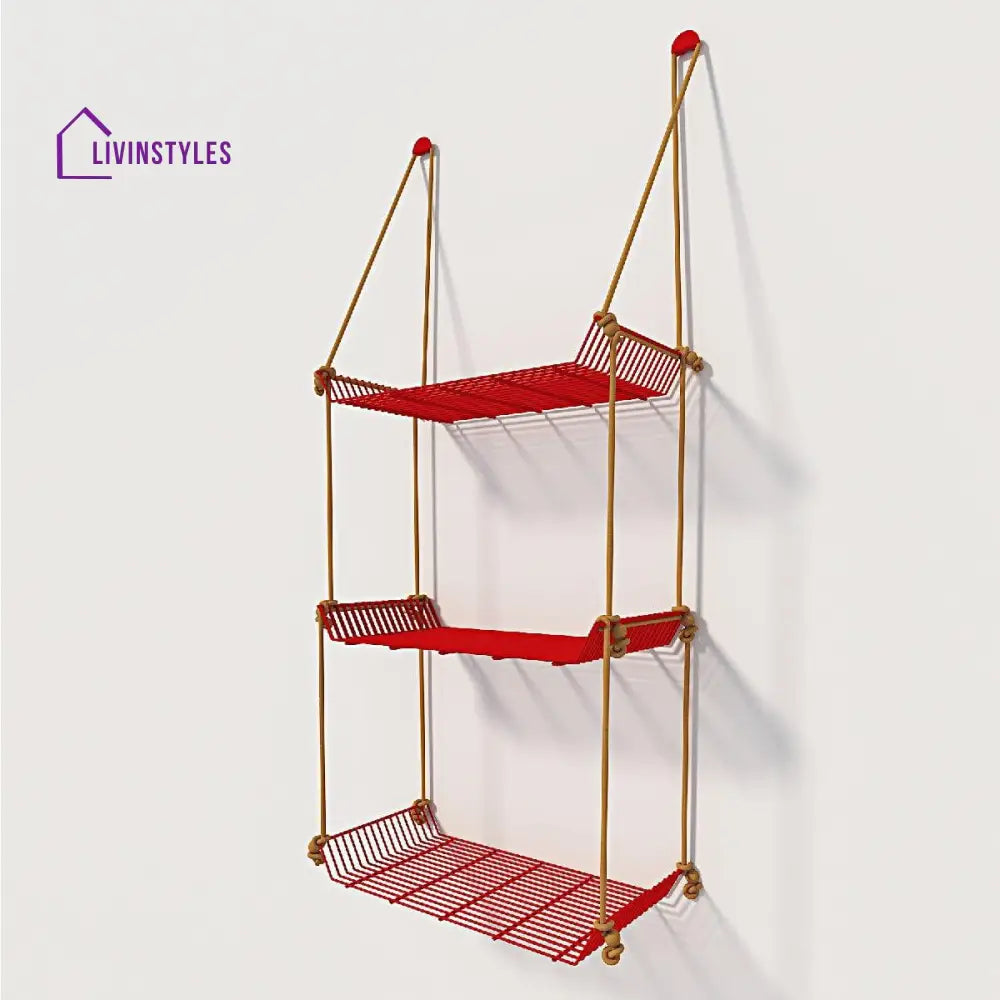 Wall Décor Shelf 3 Tier Red