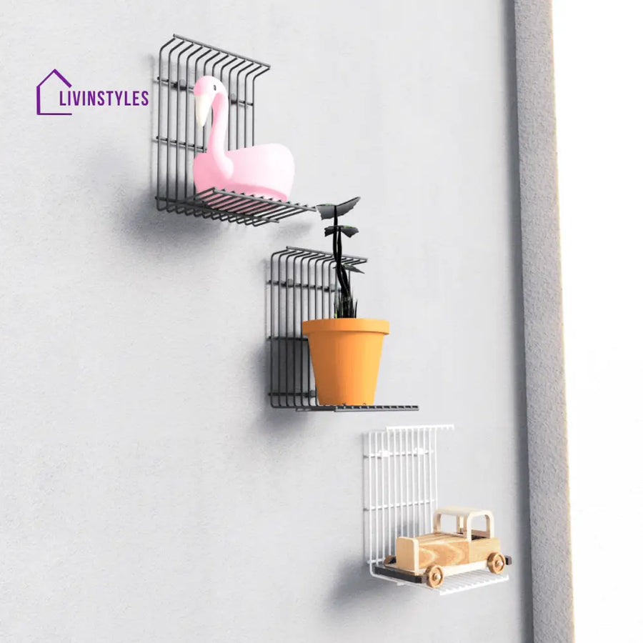 Wall Decor Shelf 3 Uni Grey White