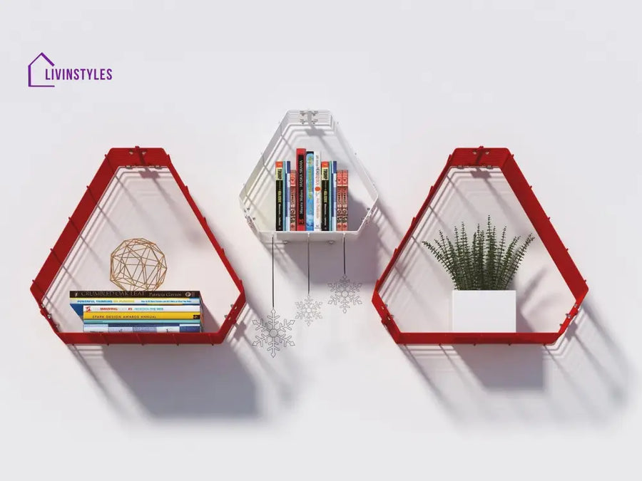 Wall Decor Shelf 3 Uni Red White