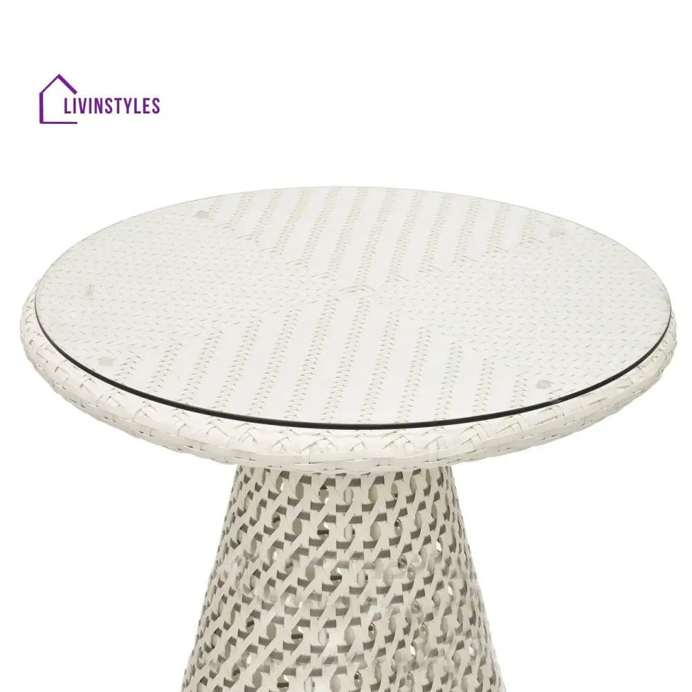Wall Outdoor Patio Seating Set 2 Chairs and 1 Table Set (White + Silver) - Coffee Table Sets