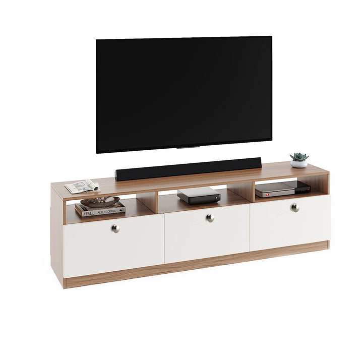 Kiara Modern TV Stand & Showcase for 65 Inch TVs - Exotic Teak and White