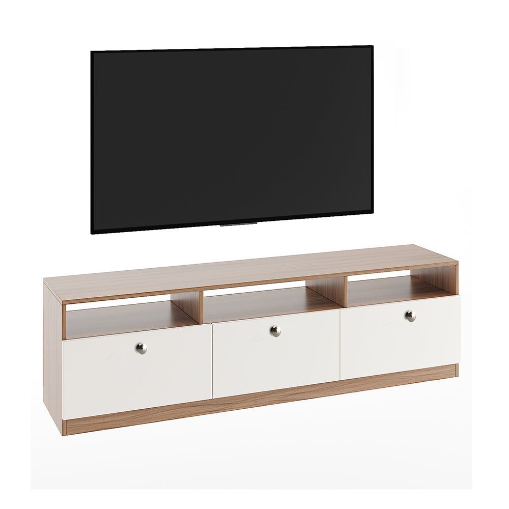 Kiara Modern TV Stand & Showcase for 65 Inch TVs - Exotic Teak and White