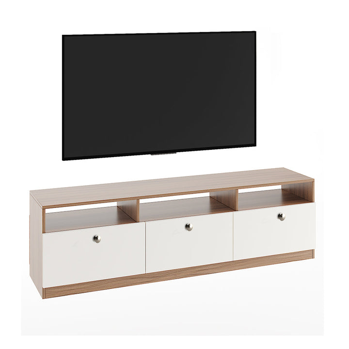 Kiara Modern TV Stand & Showcase for 65 Inch TVs - Exotic Teak and White