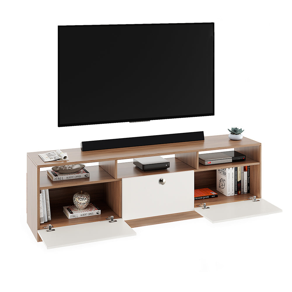 Kiara Modern TV Stand & Showcase for 65 Inch TVs - Exotic Teak and White