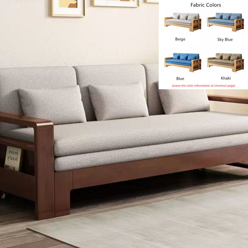 Japandi Beech Solid Wood Sleeper Sofa Bed WALNUT SOFA BED