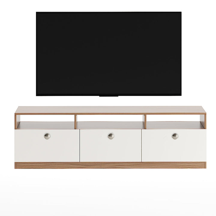 Kiara Modern TV Stand & Showcase for 65 Inch TVs - Exotic Teak and White