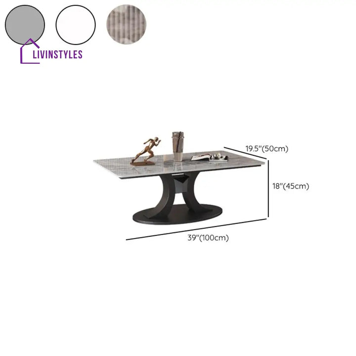Wamika Stainless Steel Frame and Marble Top Coffee Table for Living Room