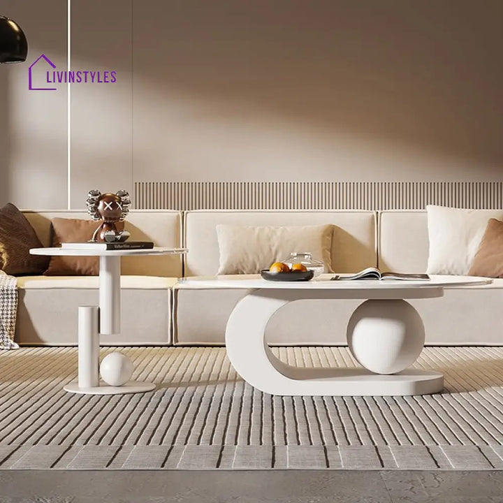 Waniya Stainless Steel Frame and Ceramic Marble Top Coffee Table For Living Room