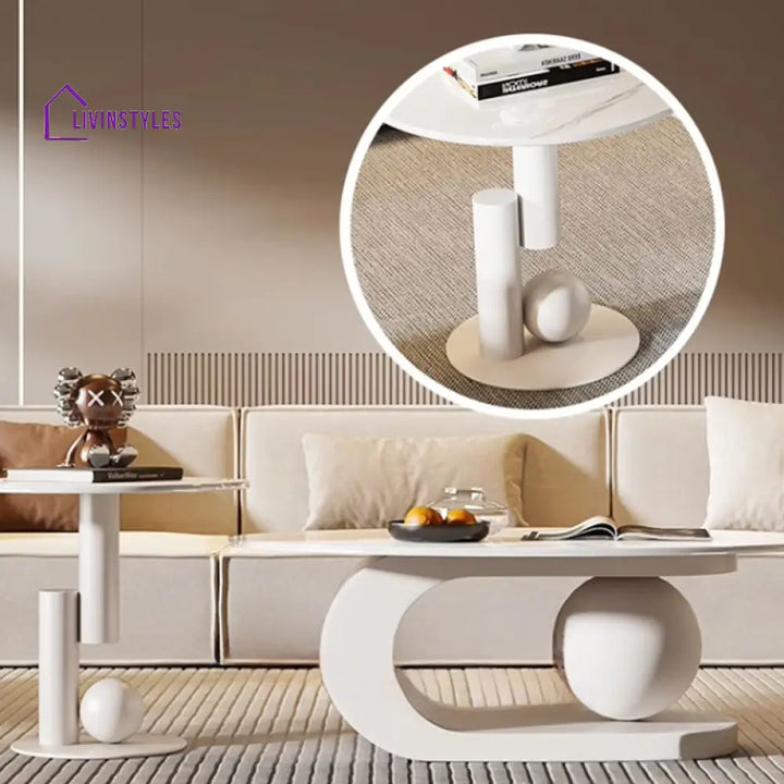 Waniya Stainless Steel Frame and Ceramic Marble Top Coffee Table For Living Room