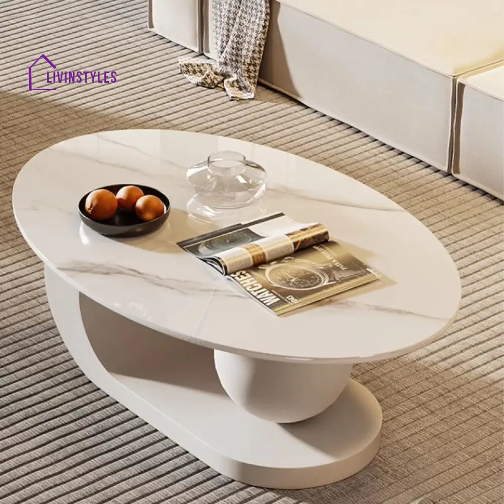 Waniya Stainless Steel Frame and Ceramic Marble Top Coffee Table For Living Room