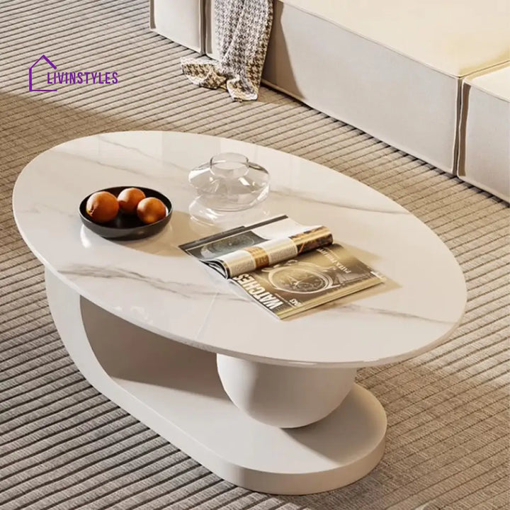 Waniya Stainless Steel Frame and Ceramic Marble Top Coffee Table For Living Room