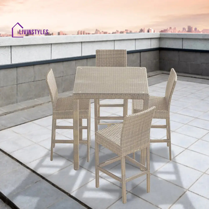 Warin Outdoor Patio Bar Sets 4 Chairs And 1 Table For Balcony (Grey) - Bar Sets
