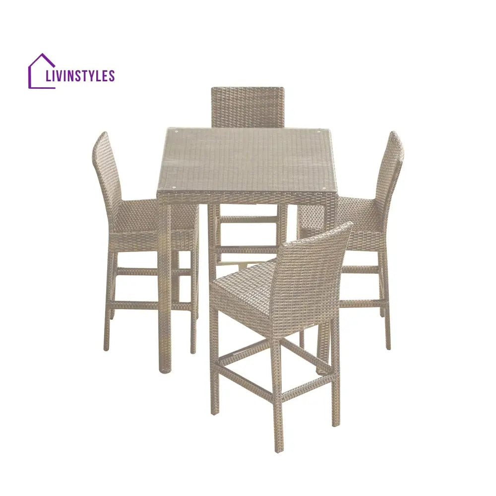 Warin Outdoor Patio Bar Sets 4 Chairs And 1 Table For Balcony (Grey) - Bar Sets