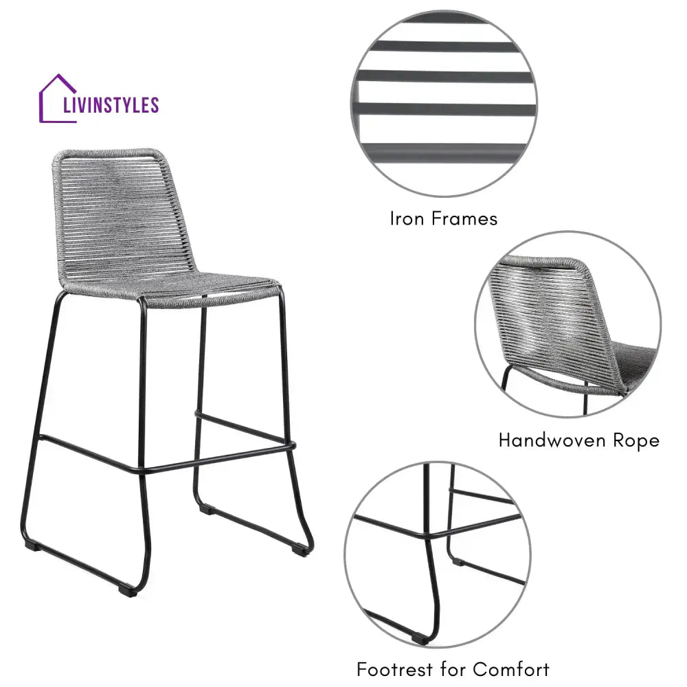 Wei 2-Piece Outdoor Rope Bar Chairs – Stylish Comfort Built to Last - Bar Chairs