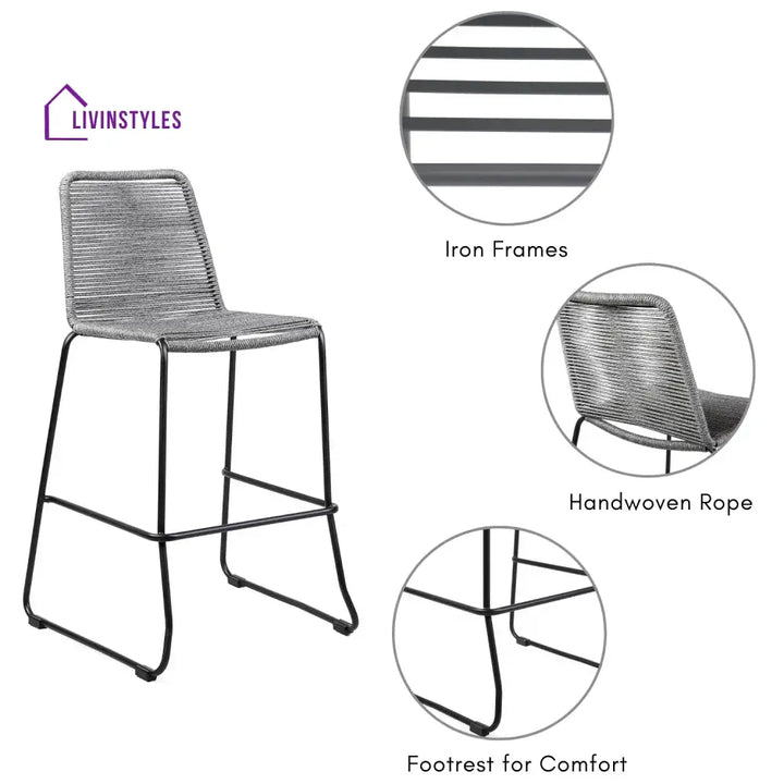 Wei 2-Piece Outdoor Rope Bar Chairs – Stylish Comfort Built to Last - Bar Chairs