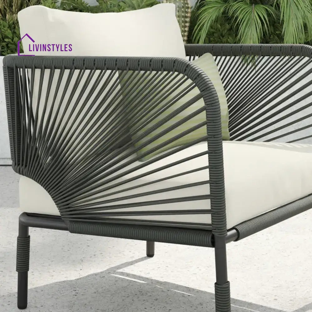 Werner Outdoor Patio Seating Set 2 Chairs and 1 Table Set (GREY) Braided & Rope - Coffee Table Sets