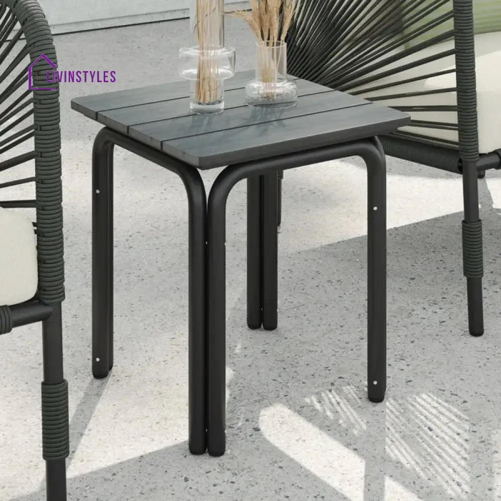 Werner Outdoor Patio Seating Set 2 Chairs and 1 Table Set (GREY) Braided & Rope - Coffee Table Sets