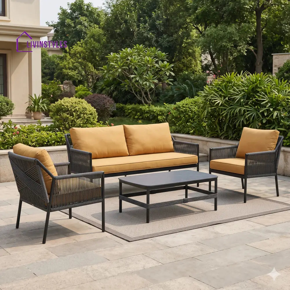 Weronika Premium MS Frame with Powder Coated Outdoor Sofa Set with Weather Proof Fabric