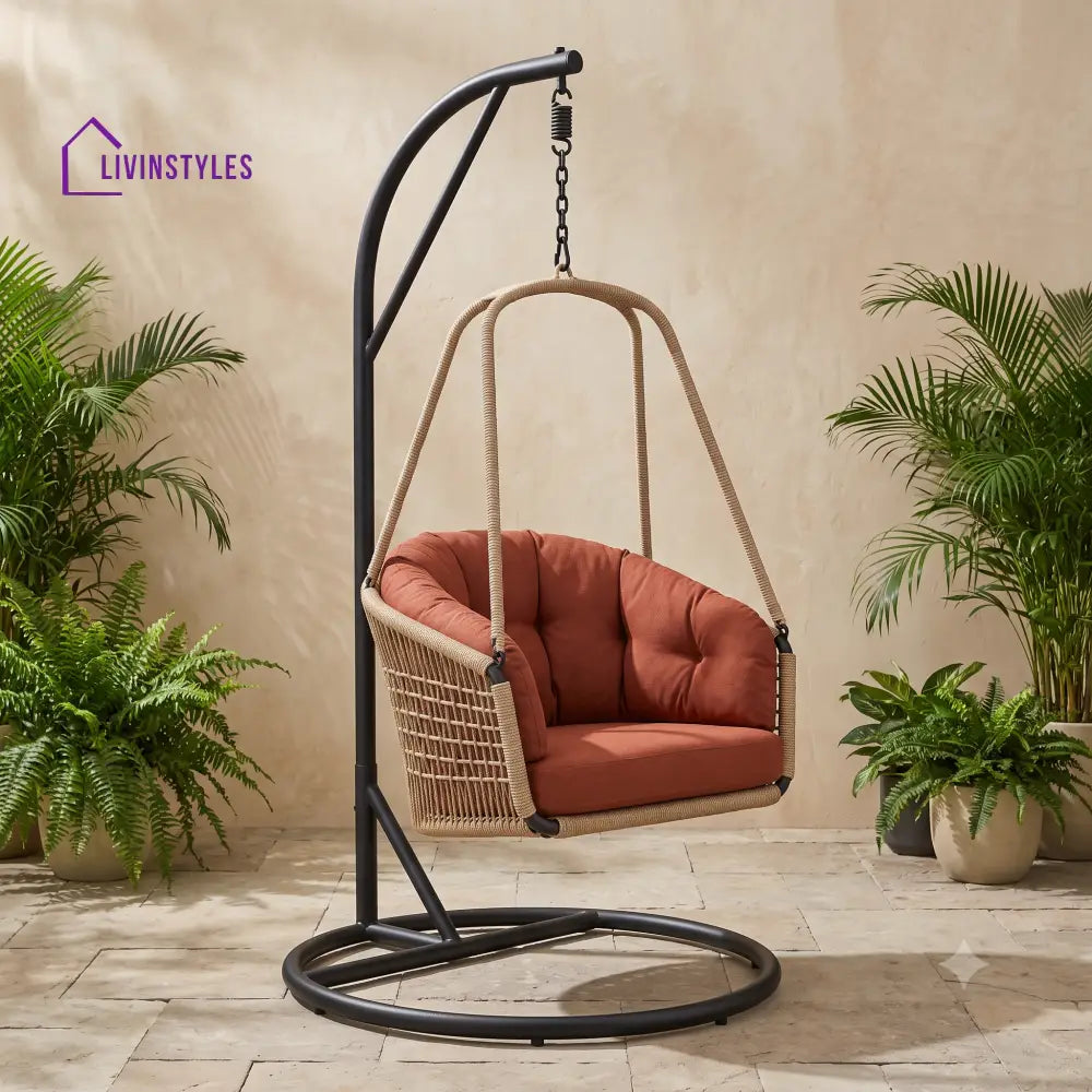 Weronika Premium MS Frame with Powder Coated Outdoor Swing Chair with Stand