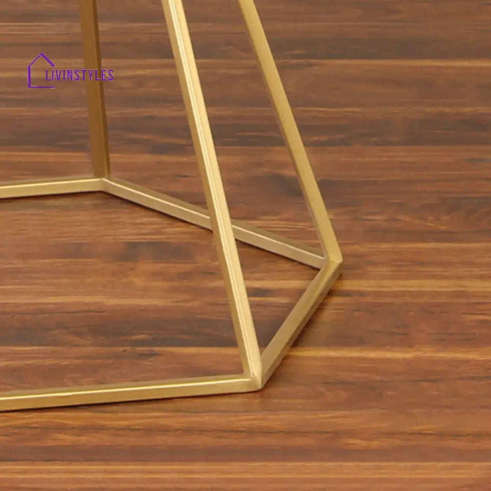 Westford Marble Side Table In Gold Finish Collection