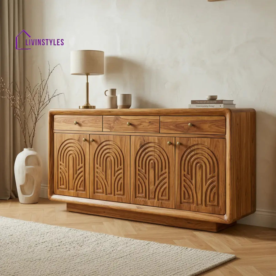 Whina Sheesham Wood Cabinet and Sideboard (Honey Finish)