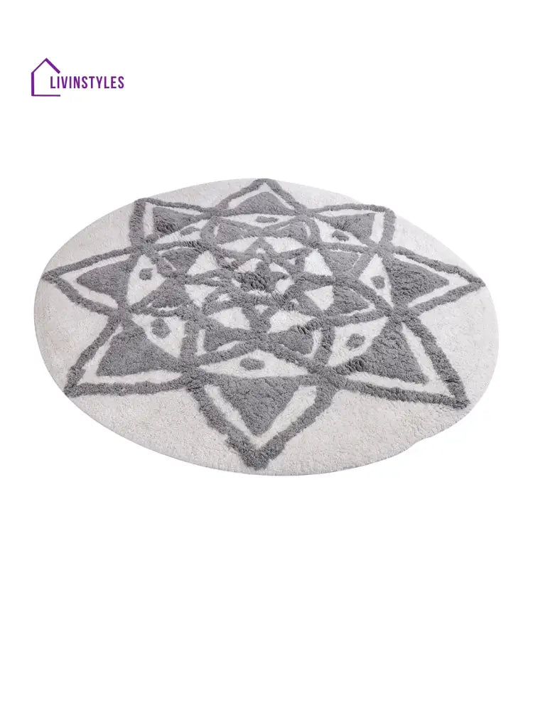 White And Grey 500 Gsm Cotton Bath Rug Mats