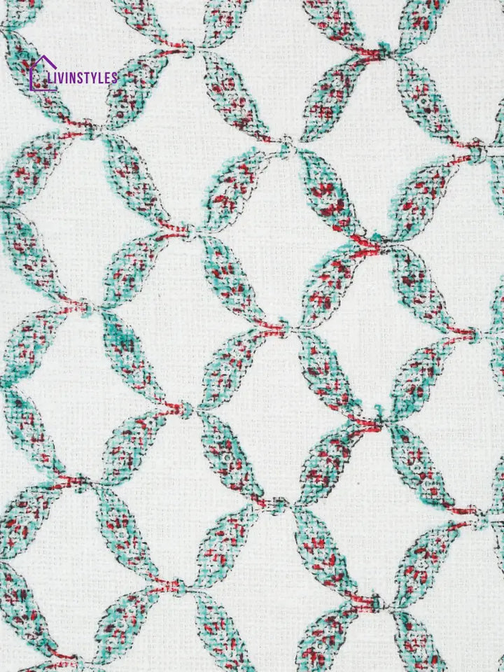 White And Red Floral Printed Cotton Throw
