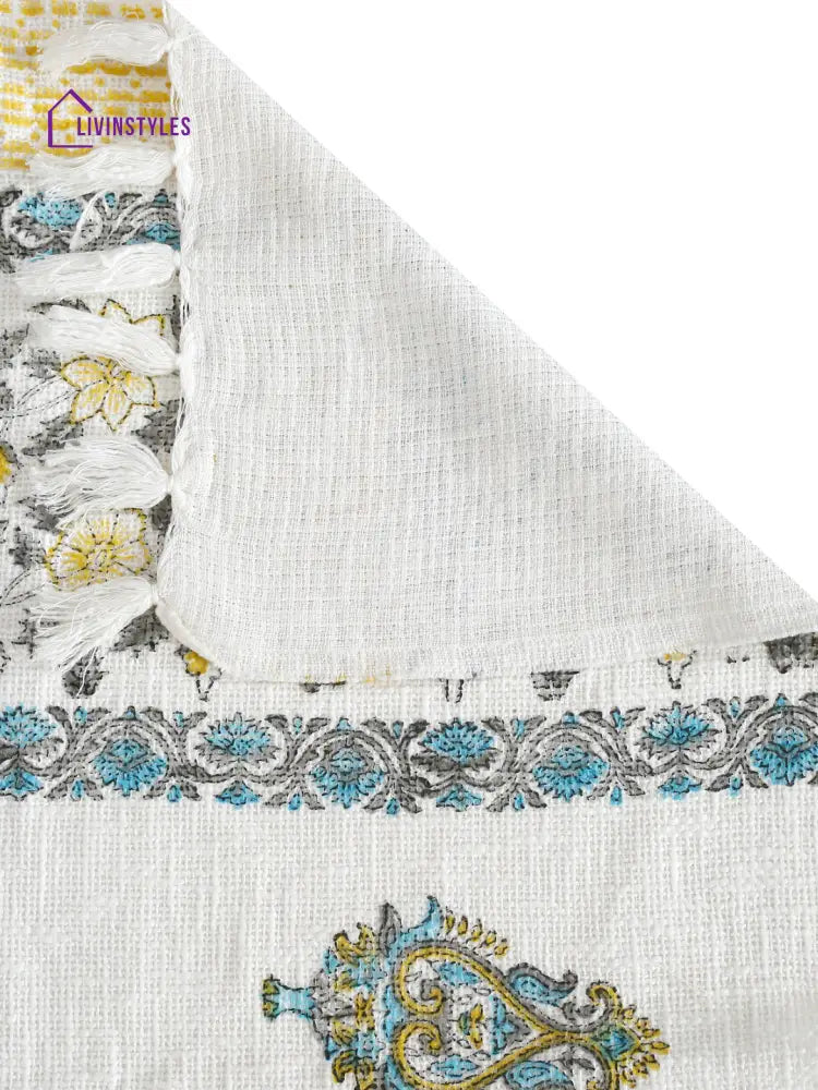 White And Red Floral Printed Cotton Throw