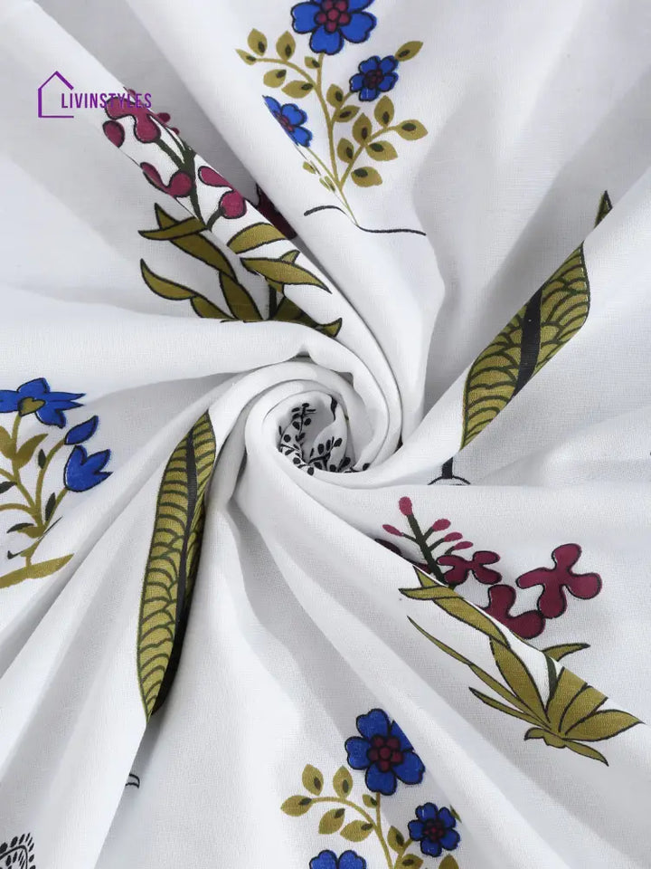 White Ethnic Printed 120 Gsm Revesible Cotton Double Bed Ac Dohar