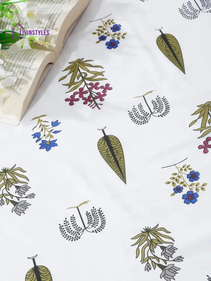 White Ethnic Printed 120 Gsm Revesible Cotton Double Bed Ac Dohar