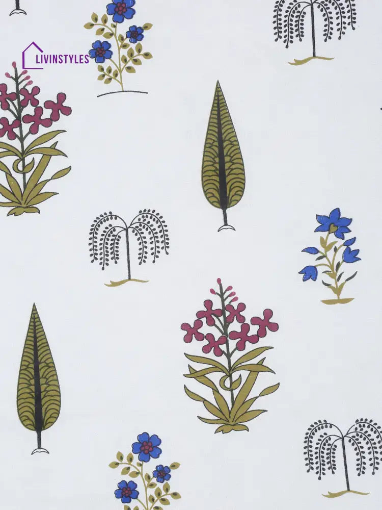 White Ethnic Printed 120 Gsm Revesible Cotton Double Bed Ac Dohar