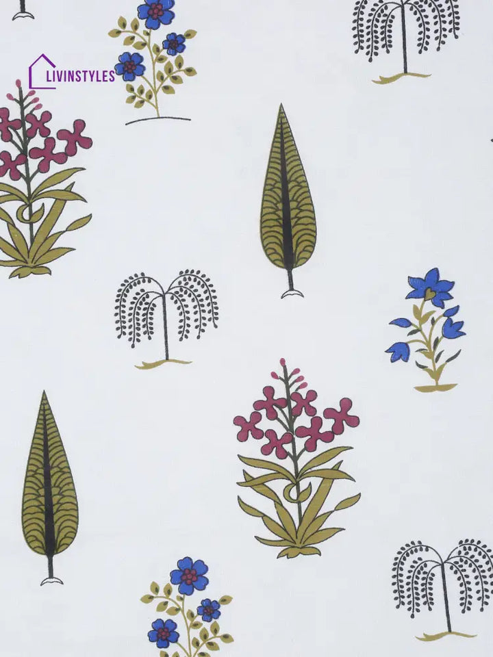 White Ethnic Printed 120 Gsm Revesible Cotton Double Bed Ac Dohar