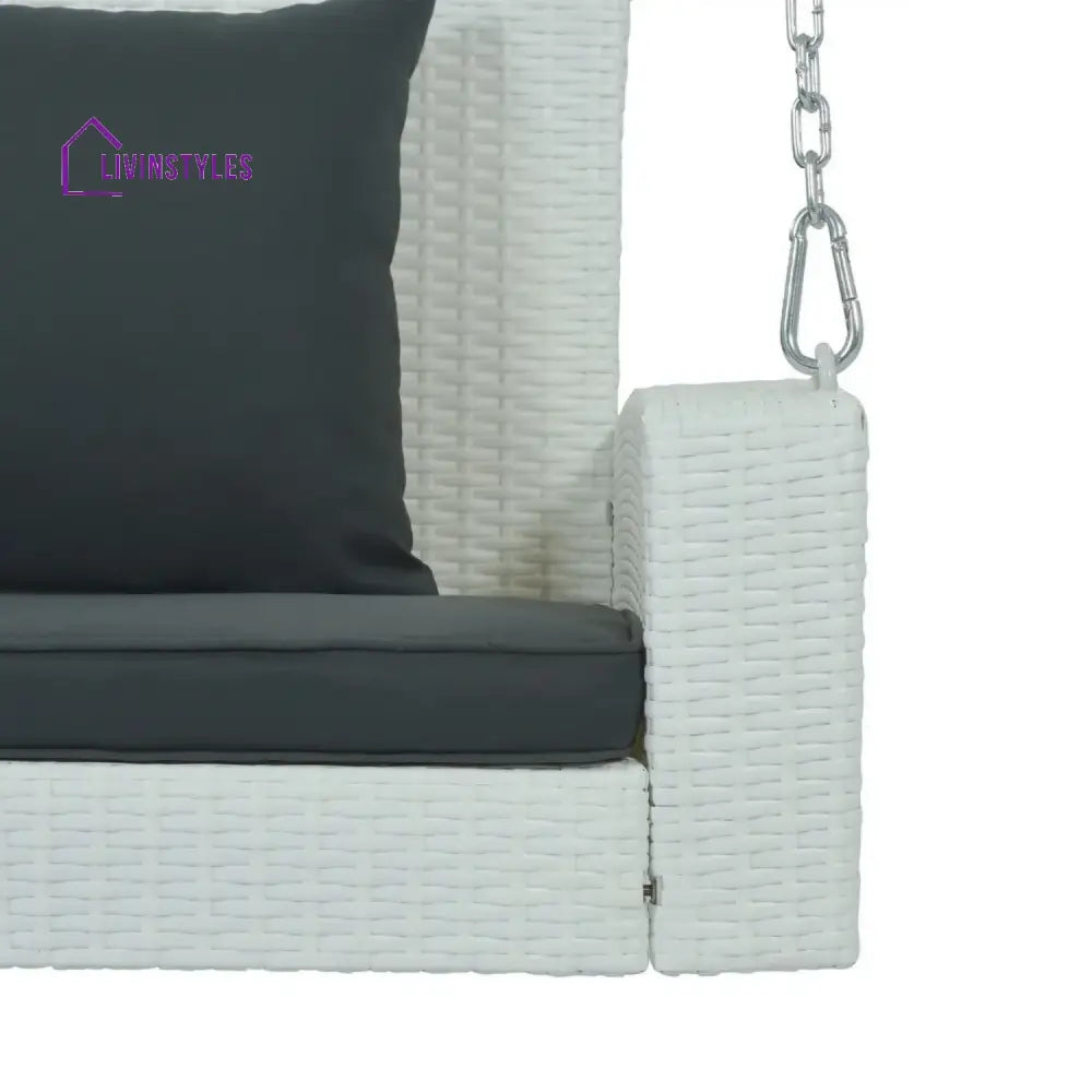 White Rattan Wicker Two Seater Sofa Swing - Swing