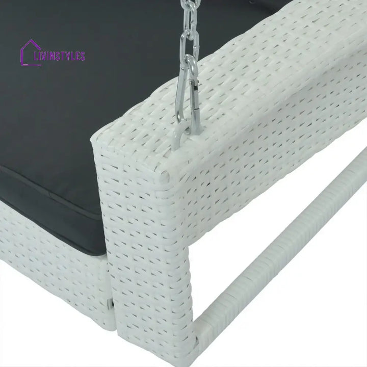 White Rattan Wicker Two Seater Sofa Swing - Swing