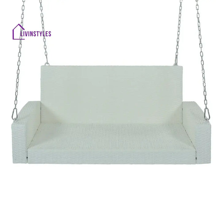 White Rattan Wicker Two Seater Sofa Swing - Swing