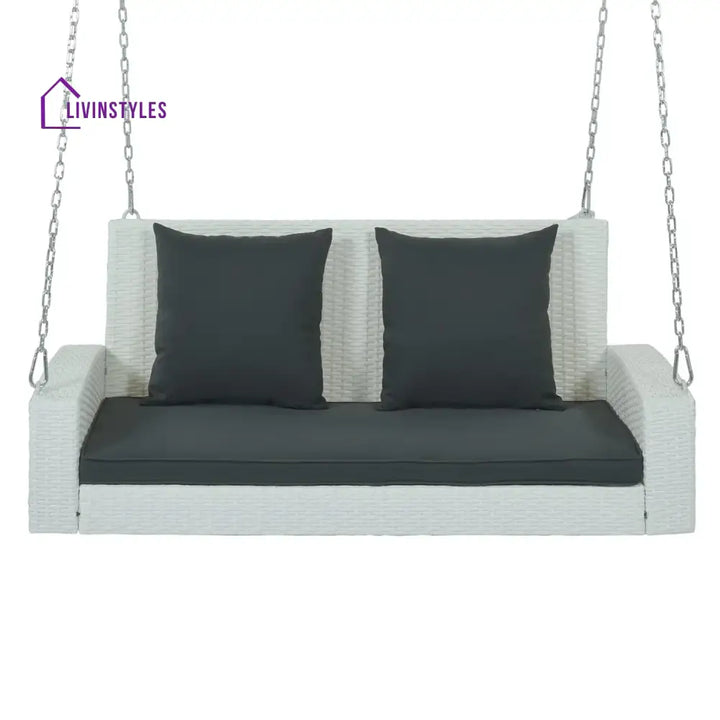 White Rattan Wicker Two Seater Sofa Swing - Swing