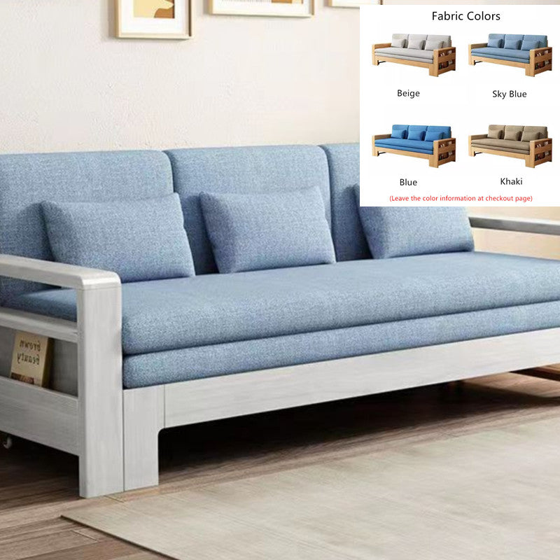 Japandi Beech Solid Wood Sleeper Sofa Bed WHITE SOFA BED