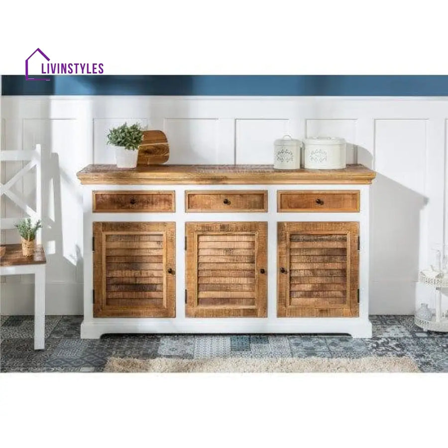 Whitewave Solid Wood Sideboard With Three Drawer And Door Storage Unit 160X90X40 Cm (Sideboard)