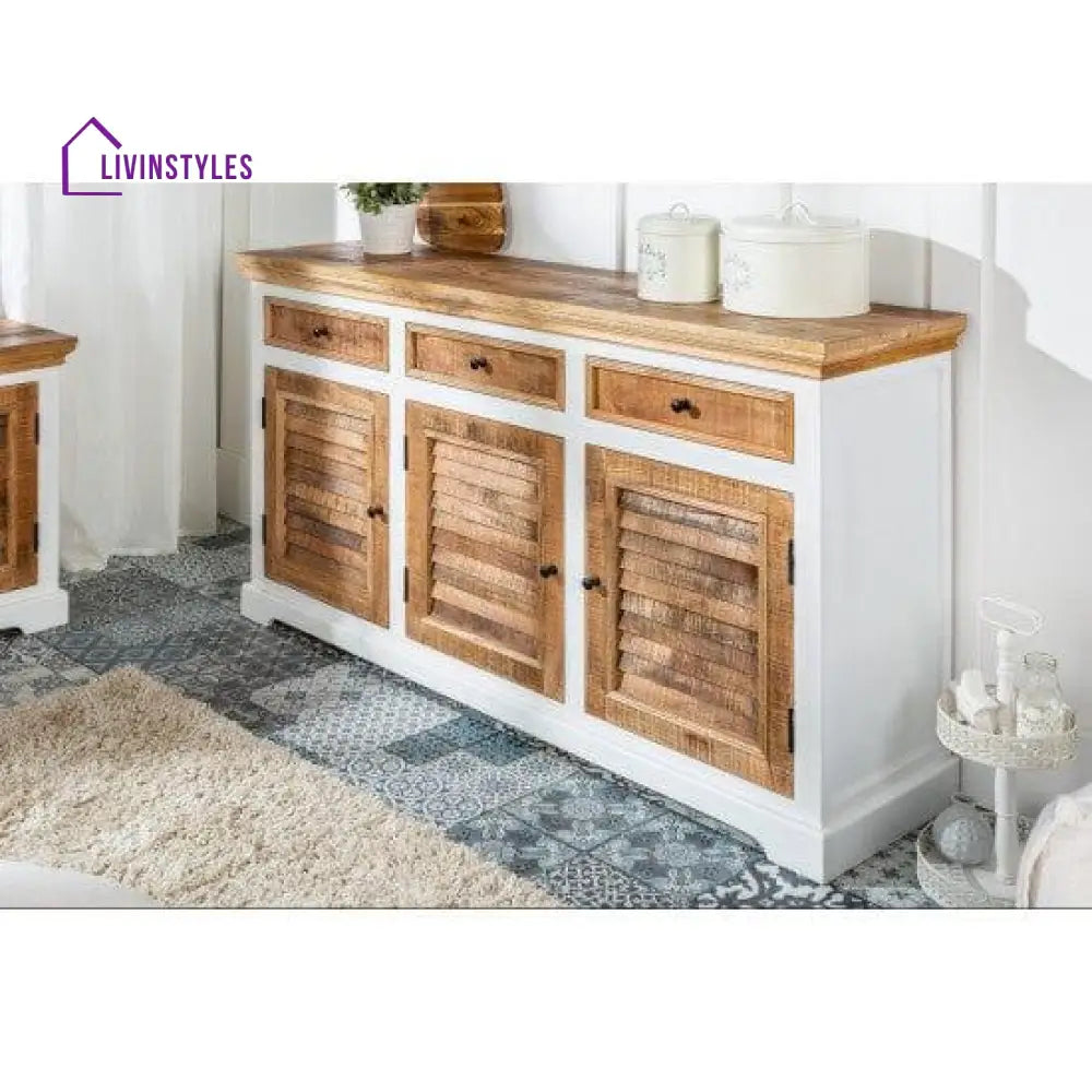 Whitewave Solid Wood Sideboard With Three Drawer And Door Storage Unit 160X90X40 Cm (Sideboard)