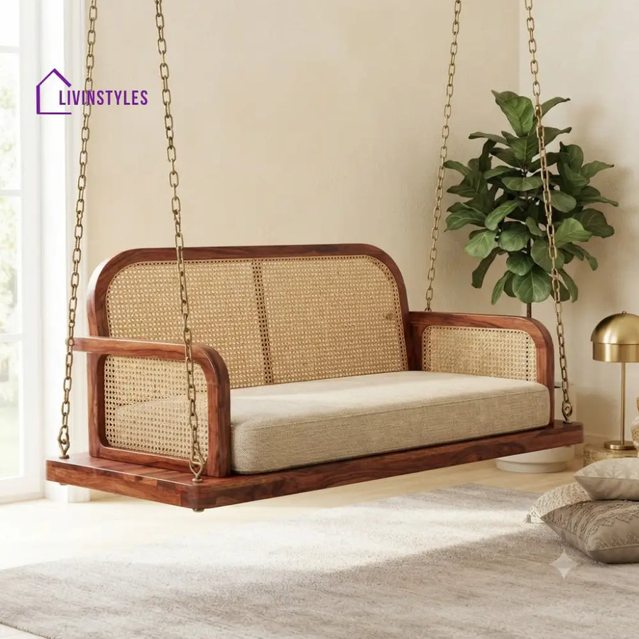 Wilfried 2 Seater Wooden Swing for Home | Wooden Jhula for home