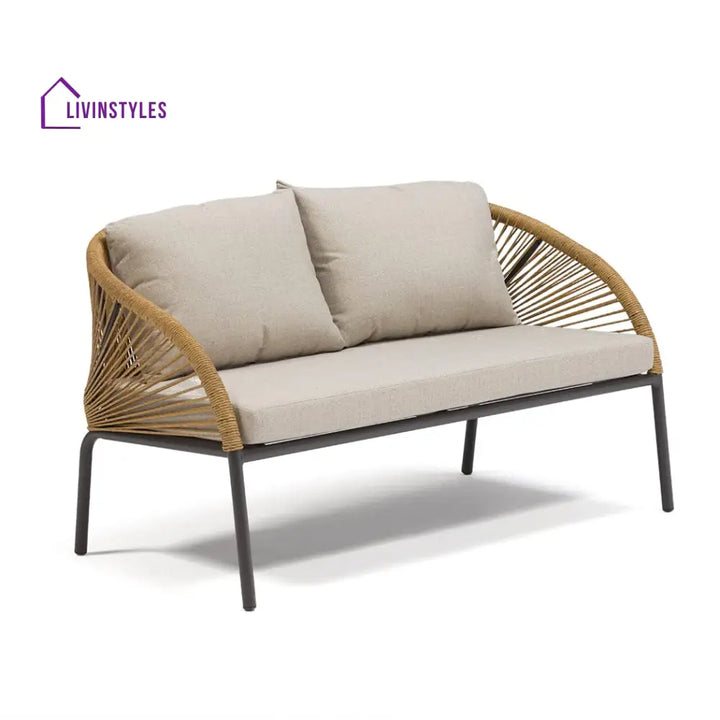 Willa Outdoor Sofa Set 2 Seater 2 Single seater and 1 Center Table Set (Beige) Braided & Rope - Sofa Sets