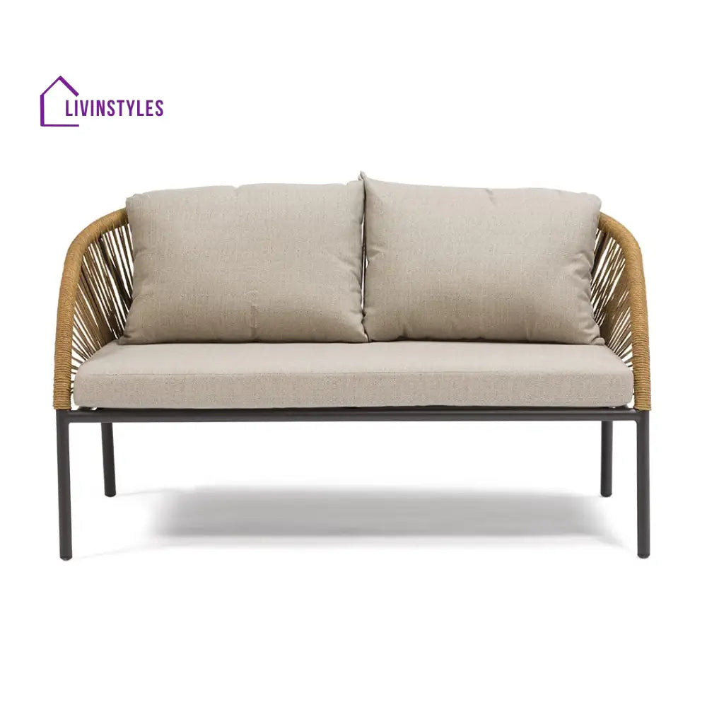 Willa Outdoor Sofa Set 2 Seater 2 Single seater and 1 Center Table Set (Beige) Braided & Rope - Sofa Sets