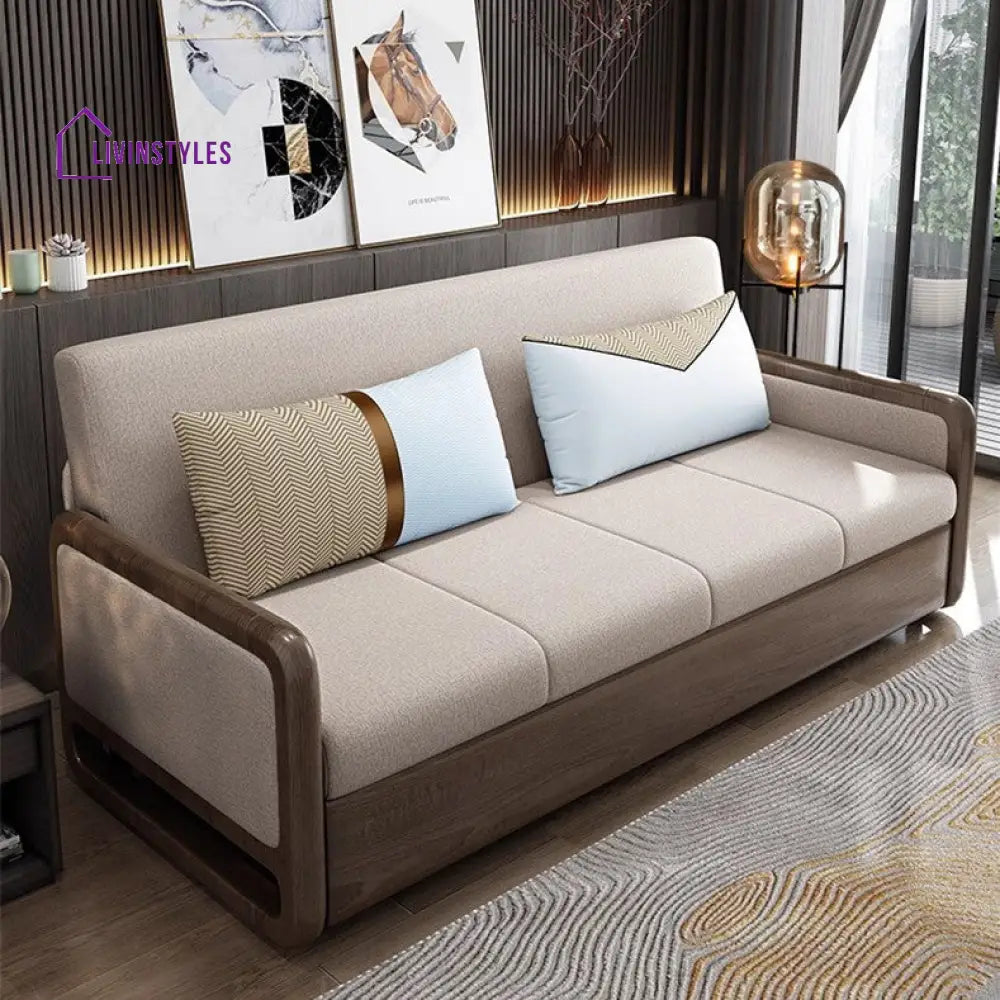 Solid Wood Armrest Sofa Bed With Underneath Storage SOFA BED