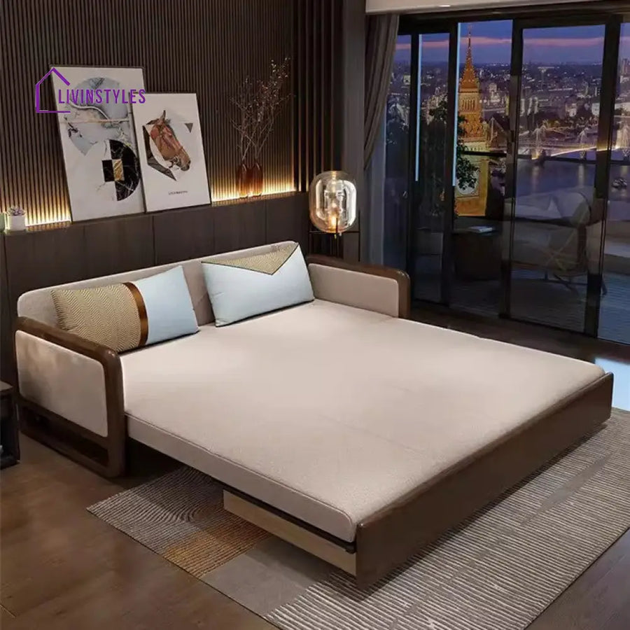 Solid Wood Armrest Sofa Bed With Underneath Storage SOFA BED